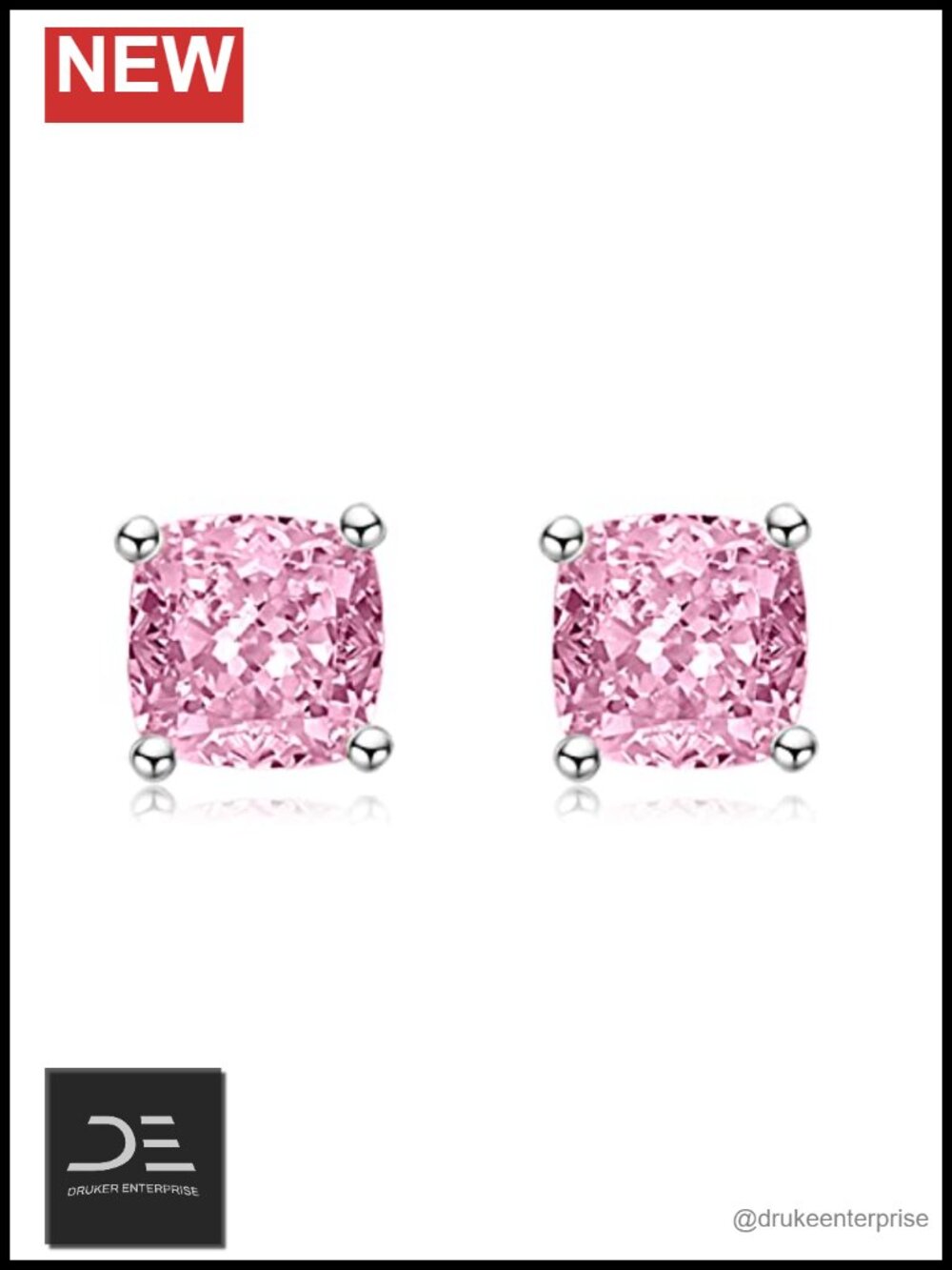 Sterling Silver CZ Stud Earrings Push Back Hypoallergenic 7mm